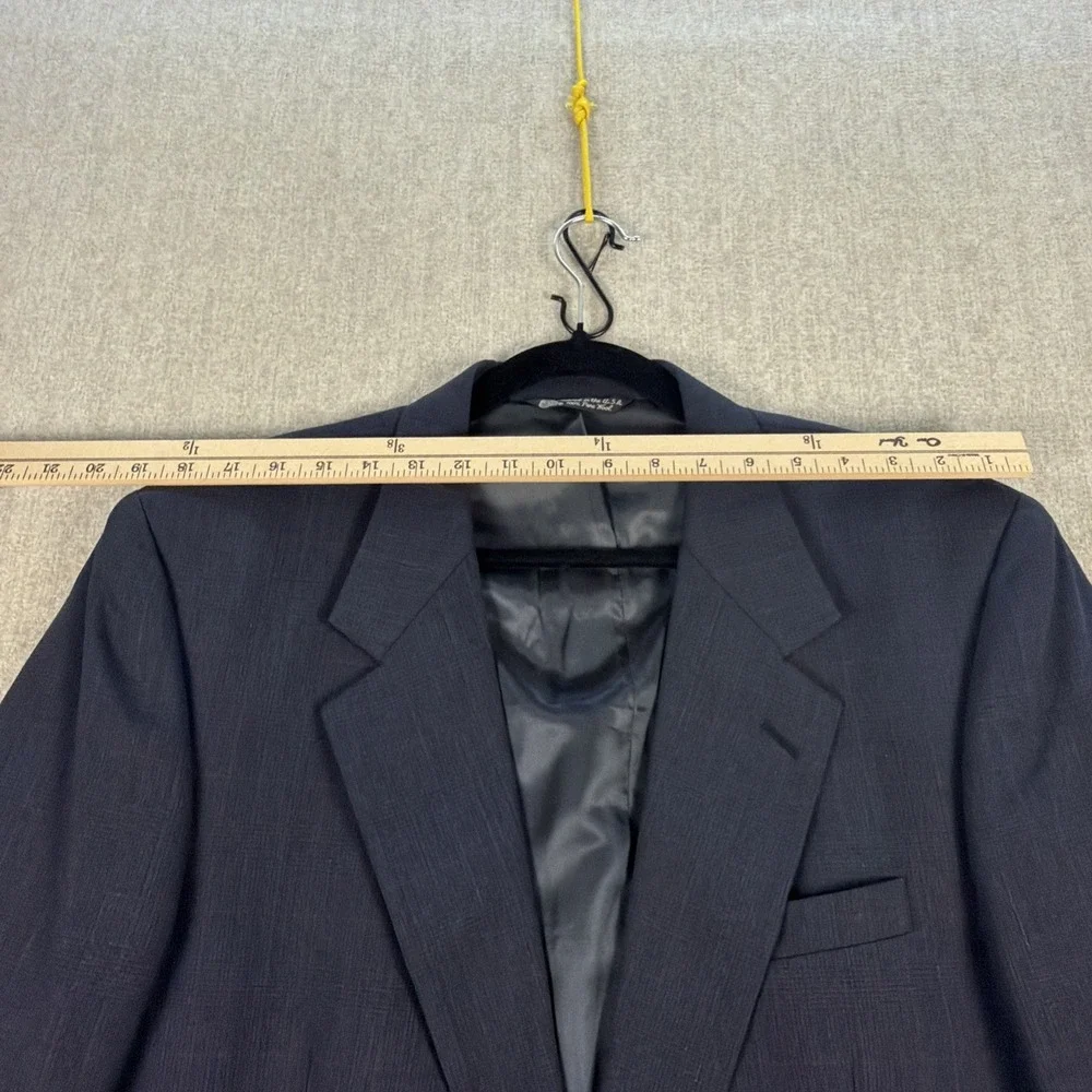 Vintage Christian Dior Monsieur Wool Suit Navy‎ Windowpane USA Pleated 44R 32x34